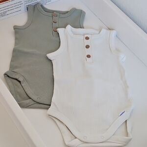 Set of Two Sleeveless Baby Bodysuits